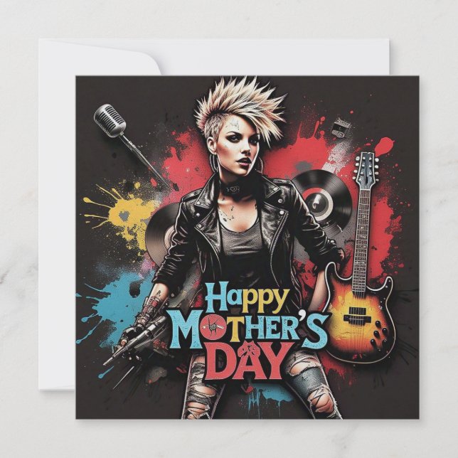 Punk Mother's Day Pearl Simmer Card Feiertagskarte (Vorderseite)