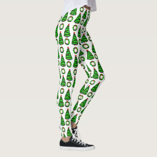 Punk-Möwe-Weihnachtskranz und Xmas-Baum Leggings