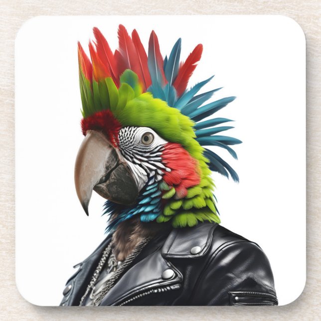 Punk Parrot Getränkeuntersetzer (Vorderseite)