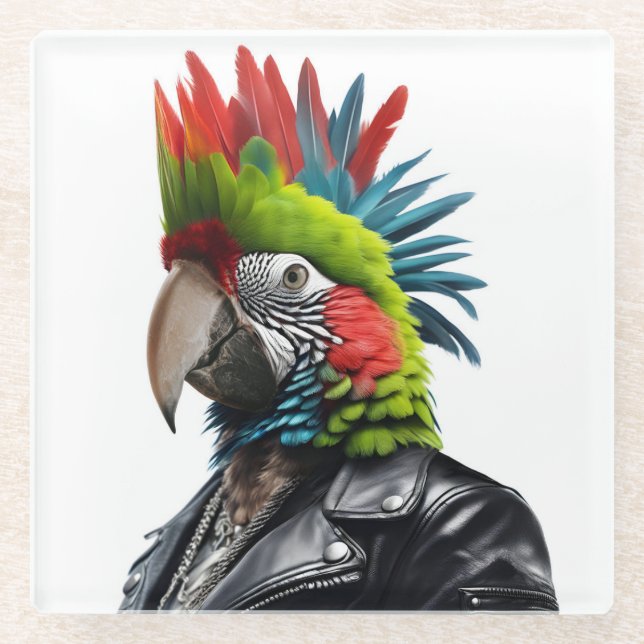 Punk Parrot Glasuntersetzer (Vorderseite)