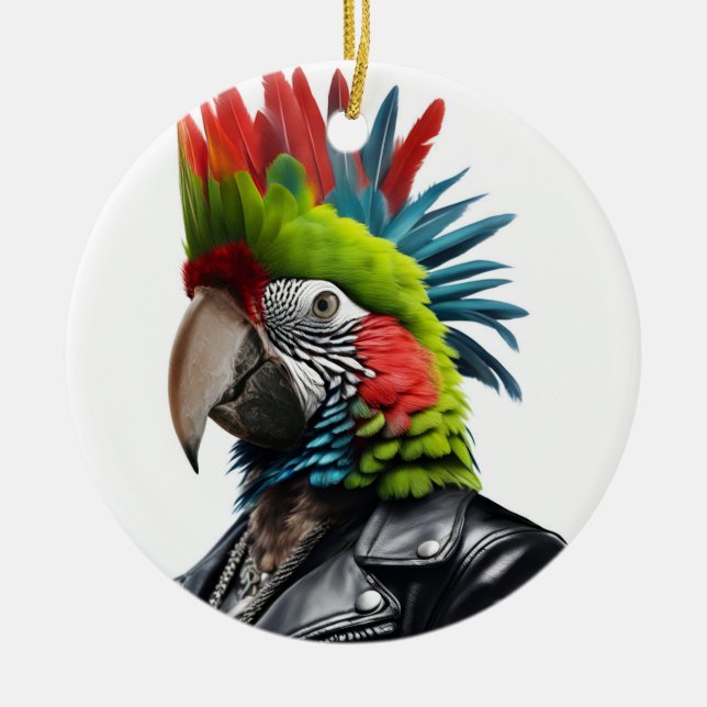 Punk Parrot Keramik Ornament (Vorne)