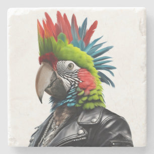 Punk Parrot Steinuntersetzer