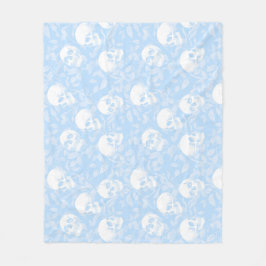 Punk-Pastellblauer gotischer Totenkopf und Laub Ha Fleecedecke