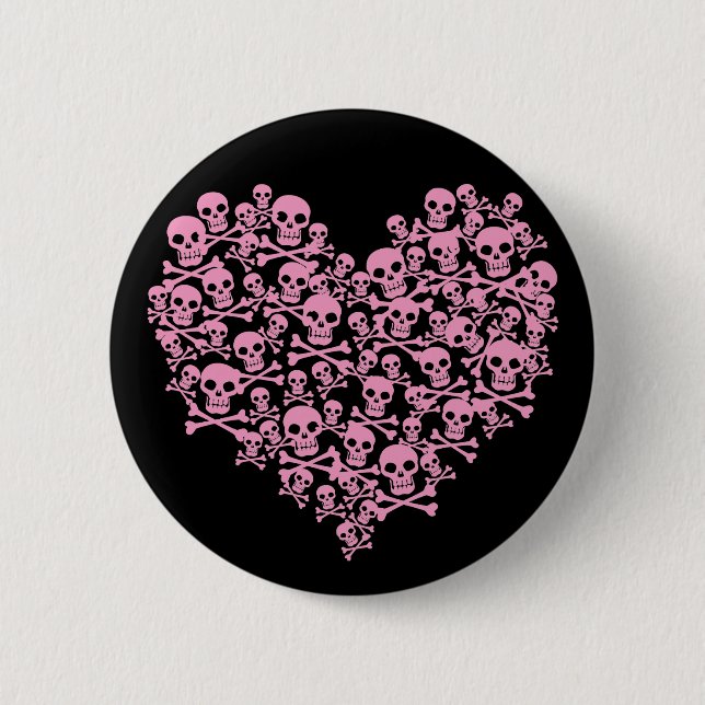 Punk Pink Skull Herz Button (Vorderseite)
