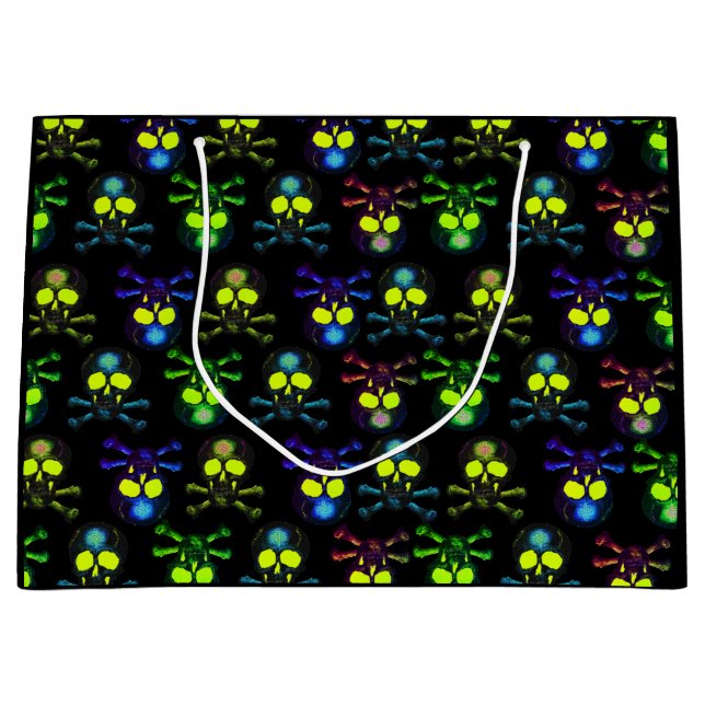 Punk Pirate Ghost Skulls - Cobalt Nightmare Blue Große Geschenktüte (Vorderseite)