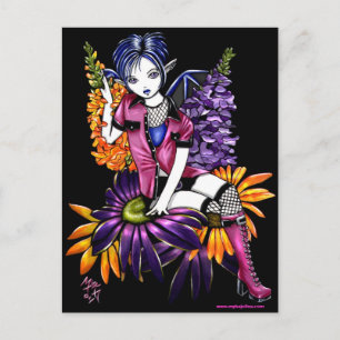 Punk Pixie Gothie Blume Fee Fantasy Postcard Postkarte