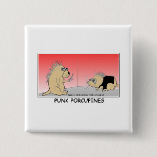 Punk Porcupines Funny Giants T-Shirts & Sammlerstü Button