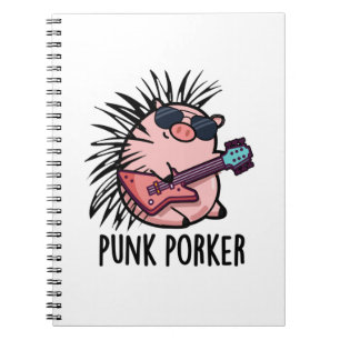 Punk Porker Funny Punk Rocker Pig Pub Notizblock