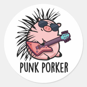 Punk Porker Funny Punk Rocker Pig Pub Runder Aufkleber