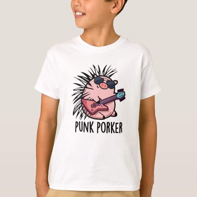 Punk Porker Funny Punk Rocker Pig Pub T-Shirt (Vorderseite)