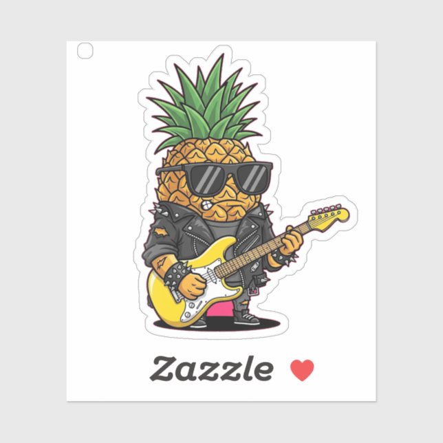 Punk Rock Ananas Cartoon – Funky Frucht  Aufkleber (Blatt)