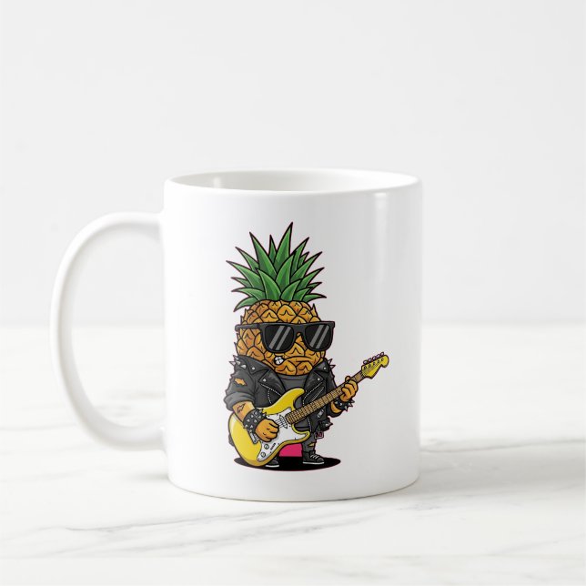 Punk Rock Ananas Cartoon – Funky Frucht  Kaffeetasse (Links)