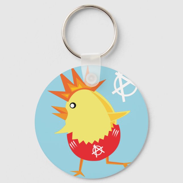 Punk Rock Anarchie Oster Huhn Schlüsselanhänger (Vorderseite)