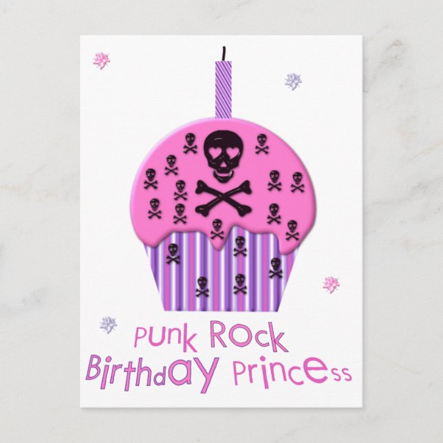 Punk Rock Birthday Princess Postkarte (Vorderseite)