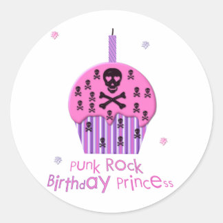 Punk Rock Birthday Princess Runder Aufkleber