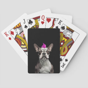 Punk Rock Boston Terrier Pink Mohawk Music Lover Spielkarten