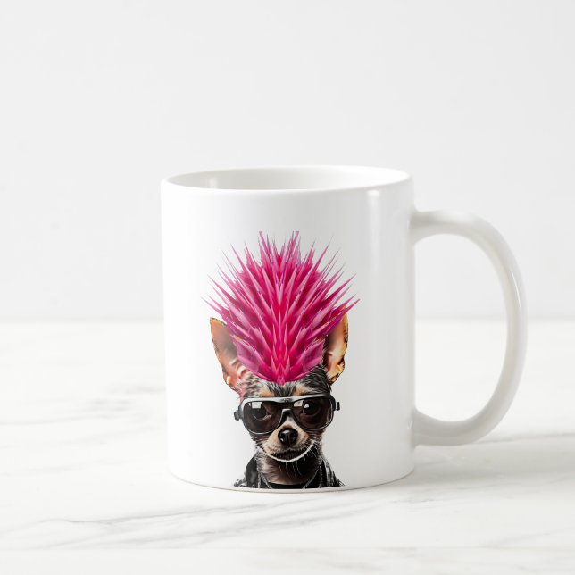 Punk Rock Chihuahua Pink Mohawk Musik Lover Pet Do Kaffeetasse (Rechts)