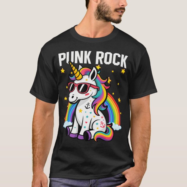 Punk Rock Cute Unicorn Music Rocker Toddler Girls T-Shirt (Vorderseite)