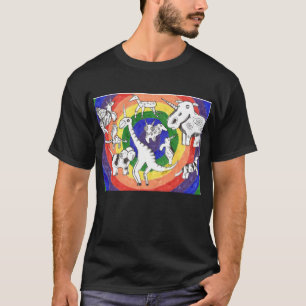 Punk Rock Design #24 Unicorns in Color on Black T-Shirt