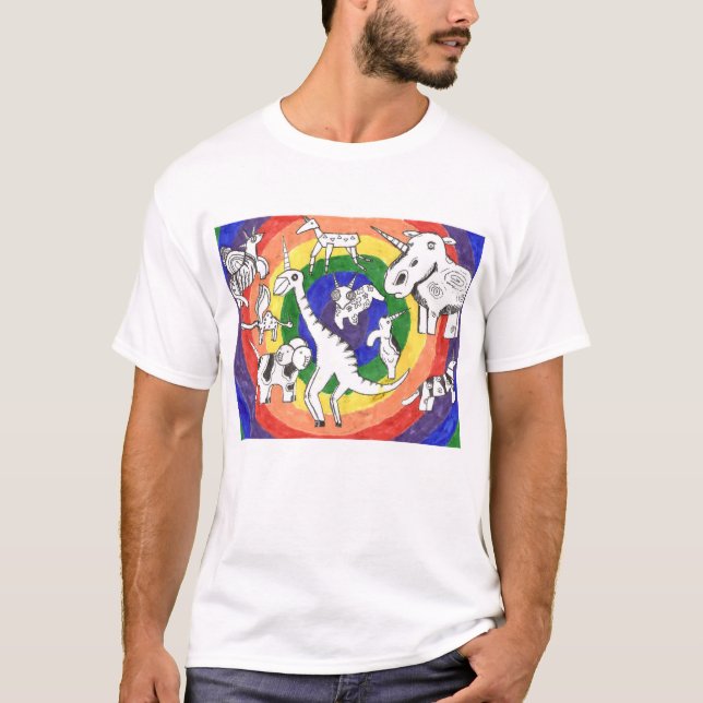Punk Rock Doodle #24b Unicorns Rainbow T-Shirt (Vorderseite)