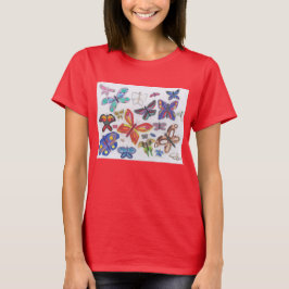 Punk Rock Doodle #28 Butterflies Color Red Women's T-Shirt