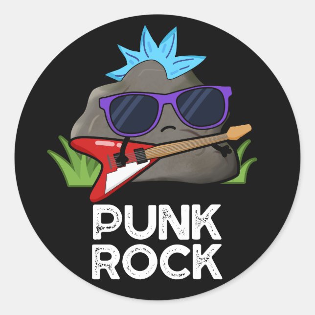 Punk Rock Funny Music Pub Dark BG Runder Aufkleber (Vorderseite)