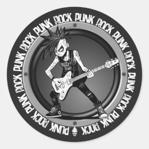 Punk Rock Gitarrist Art Cooler Musiker Rocker Runder Aufkleber