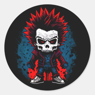 Punk Rock Grunge Zombie Buntes Totenkopf Cool Desi Runder Aufkleber