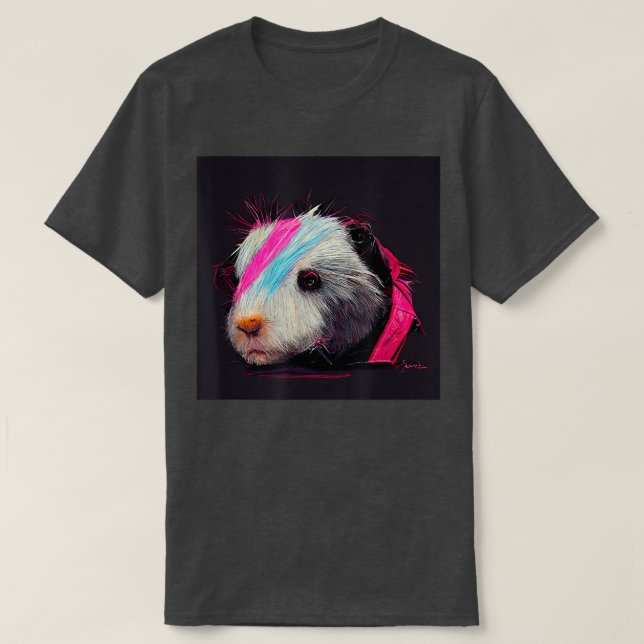 Punk Rock Guinea Pig in einer Lederjacke 5117 T-Shirt (Design vorne)