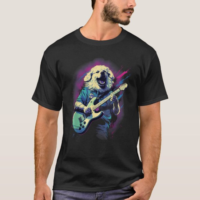 Punk Rock Guitar Great Pyrenees Dog Guitarist  for T-Shirt (Vorderseite)