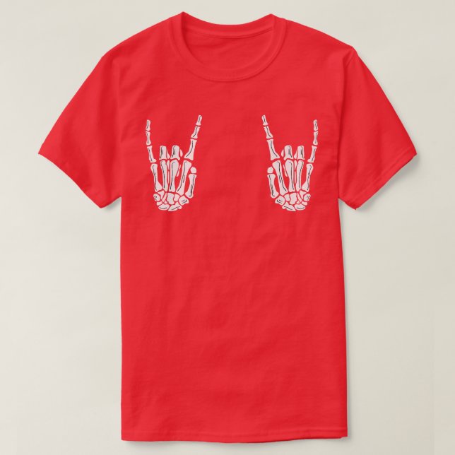Punk Rock Halloween Skeleton Hands  T-Shirt (Design vorne)
