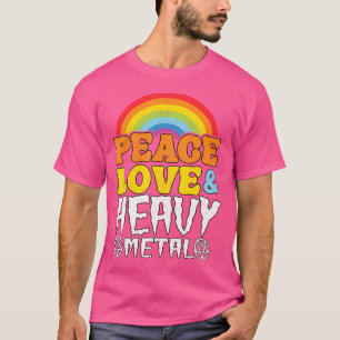 Punk Rock Kids Band Metal Rainbow Peace Liebe Heav T-Shirt