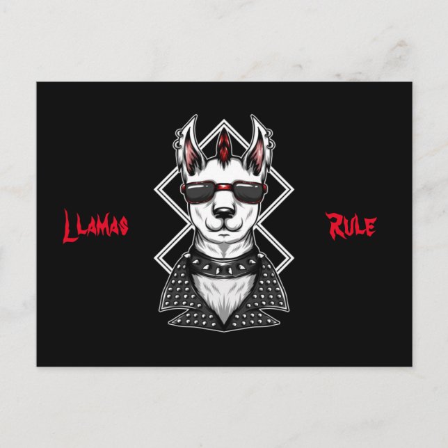 Punk Rock Llamas Rule Postkarte (Vorderseite)