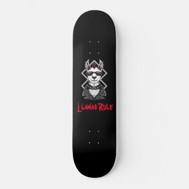 Punk Rock Llamas Rule Skateboard (Vorderseite)