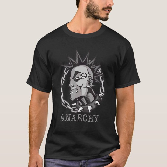 Punk Rock Mohawk Punker Man ANARCHY T-Shirt (Vorderseite)