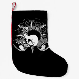 Punk Rock Mohawk-Totenschädel-Rosen-Gitarren-Dorne Kleiner Weihnachtsstrumpf