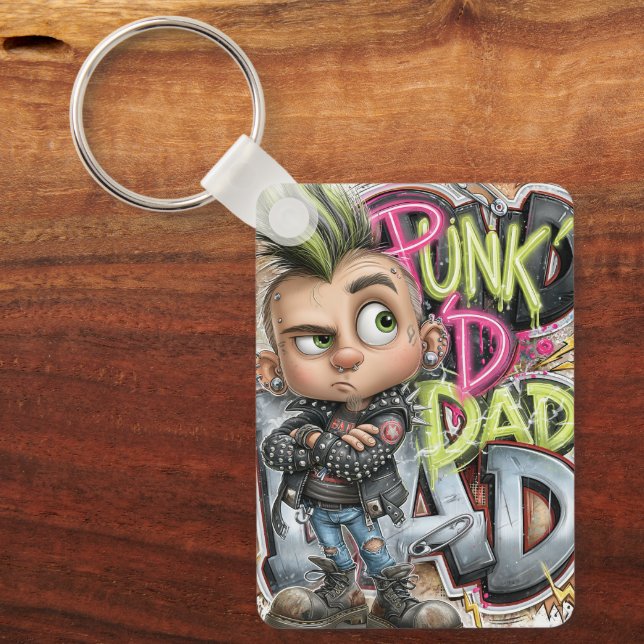 Punk Rock Mohawk Vater Schlüsselanhänger (Vorderseite)