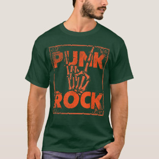 Punk Rock Musik Skelett Teufelshörner Handzeichen T-Shirt