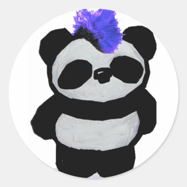 Punk Rock Panda Runder Aufkleber (Vorderseite)