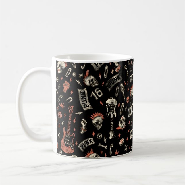 "Punk Rock Pattern - Bold & Rebellige Style Kaffeetasse (Links)