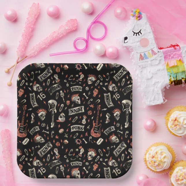 "Punk Rock Pattern - Bold & Rebellious Pappteller (Party)