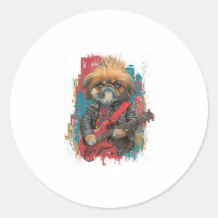 Punk Rock Pekingese � Rebel Dog Runder Aufkleber