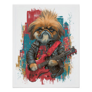 Punk Rock Pekingese - Rebellenhund Poster