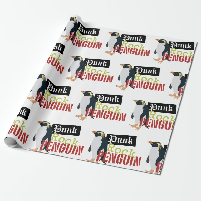 Punk Rock Penguin Geschenkpapier (Ungerollt)