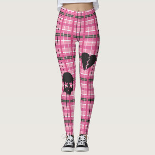 Punk Rock Pink Karierten Leggings