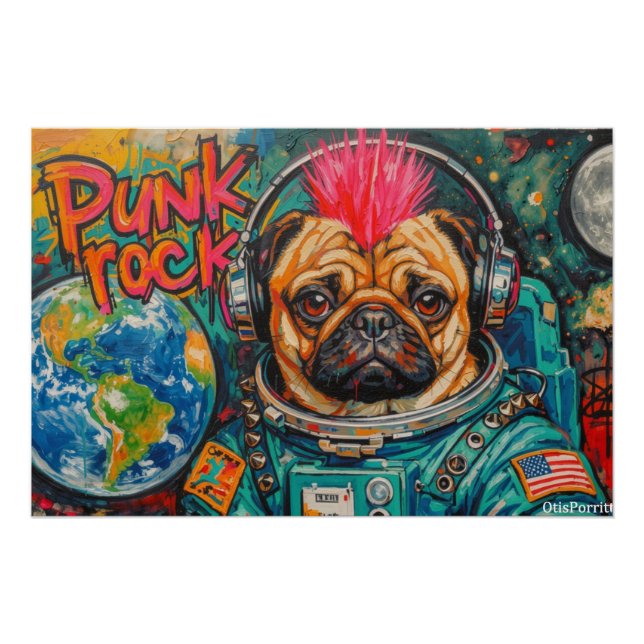 PUNK ROCK PUG ASTRONAUT 7 POSTER (Vorderseite)