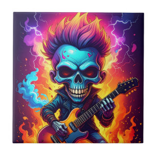 Punk Rock Schädel Fliese