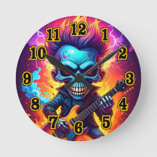 Punk Rock Schädel Runde Wanduhr
