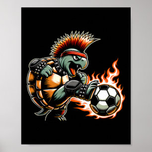 Punk Rock Schildkröte Tritt Flammende Ll Poster