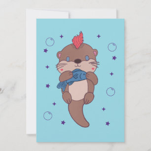 Punk Rock Seeotter mit Fisch Lustige Tierkunst Dankeskarte